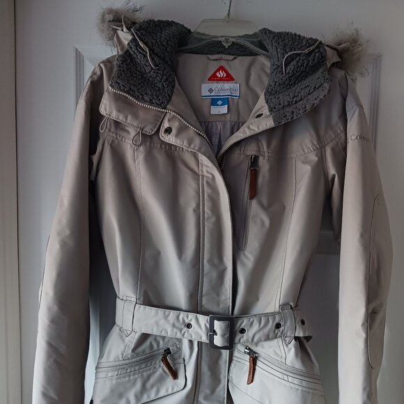 Columbia Jacket Womens Omni Heat Pockets Faux Fur Belt Medium Beige - Picture 1 of 16